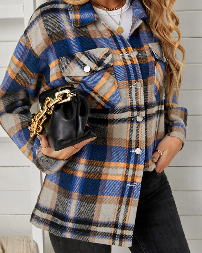 Plaid Pocketed Button Down Shacket