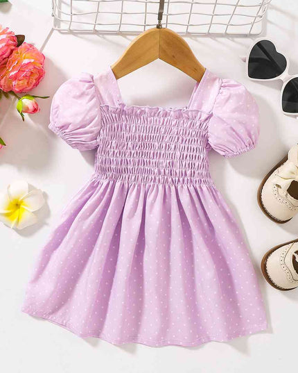 Printed Square Neck Smocked Dress