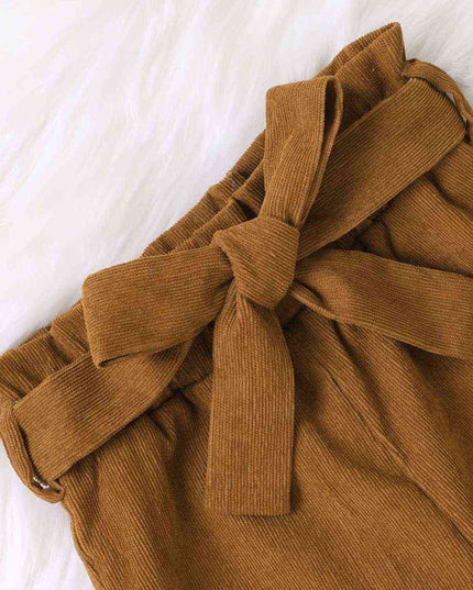 Knit Top and Tie Belt Pants Set