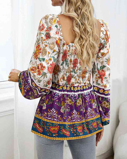Square Neck Printed Blouse