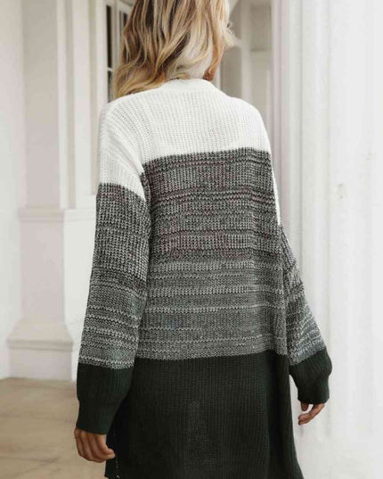 Color Block Chunky Knit Sweater Cardigan