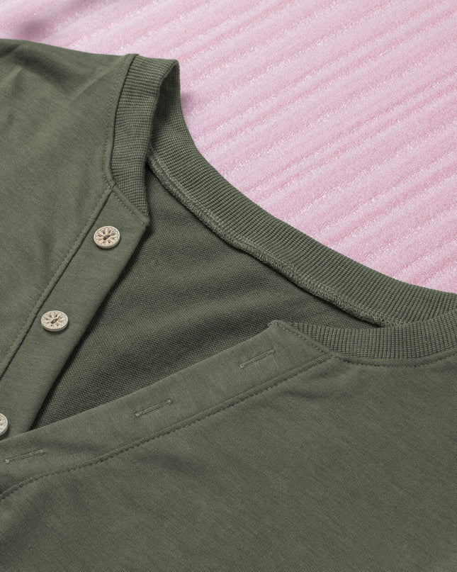 Button Detail Curved Hem Top