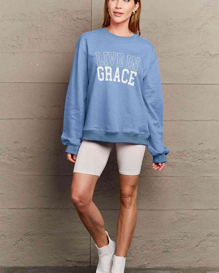 Simply Love Full Size LIVE IN GRACE Graphic Sweatshirt