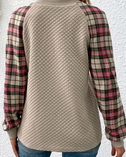 Plaid Round Neck Sweatshirt