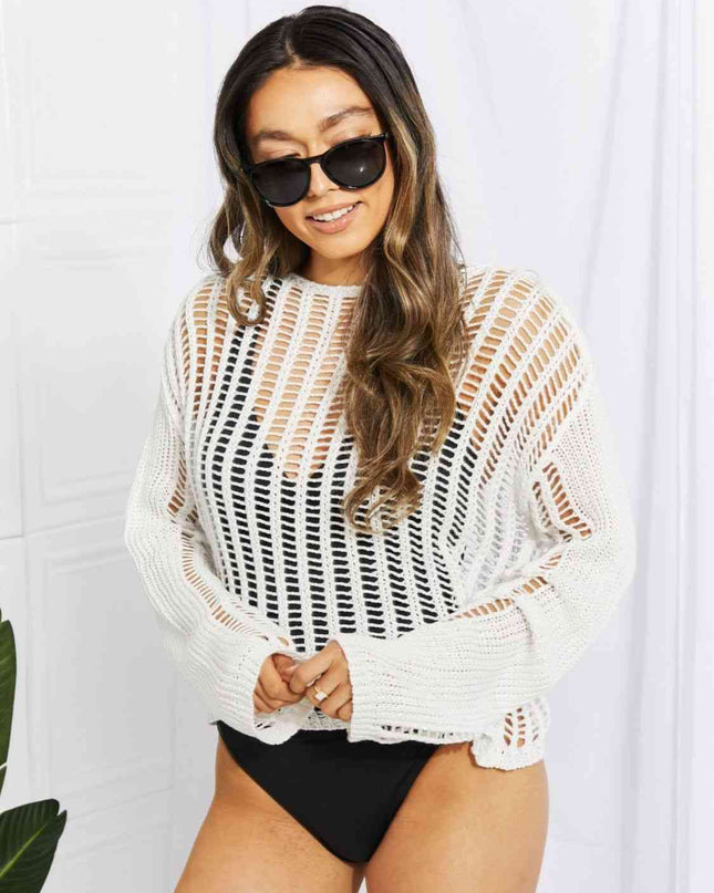 Long Sleeve Round Neck Openwork Cover-Up
