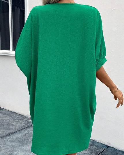 V-Neck Short Sleeve Mini Dress