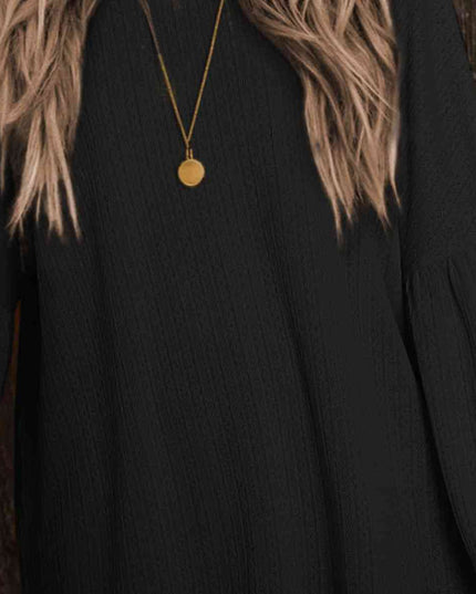 Round Neck Long Sleeve Ruched Blouse