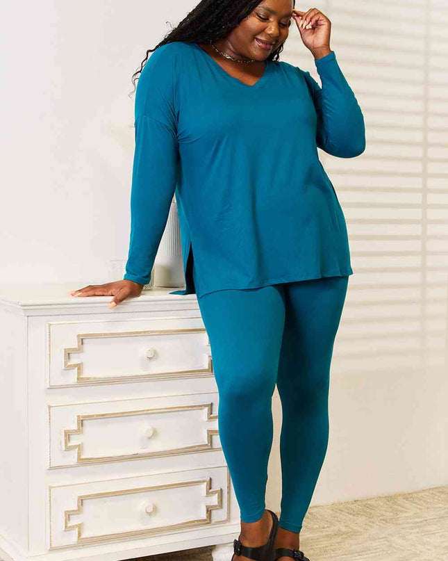 Zenana Lazy Days Full Size Long Sleeve Top and Leggings Set