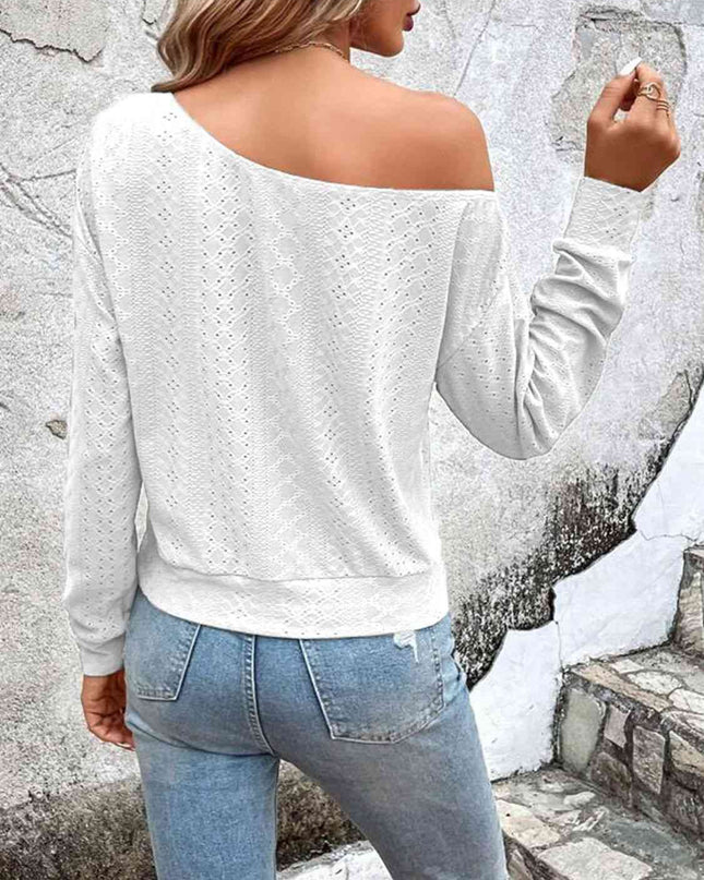 Eyelet Dropped Shoulder Blouse