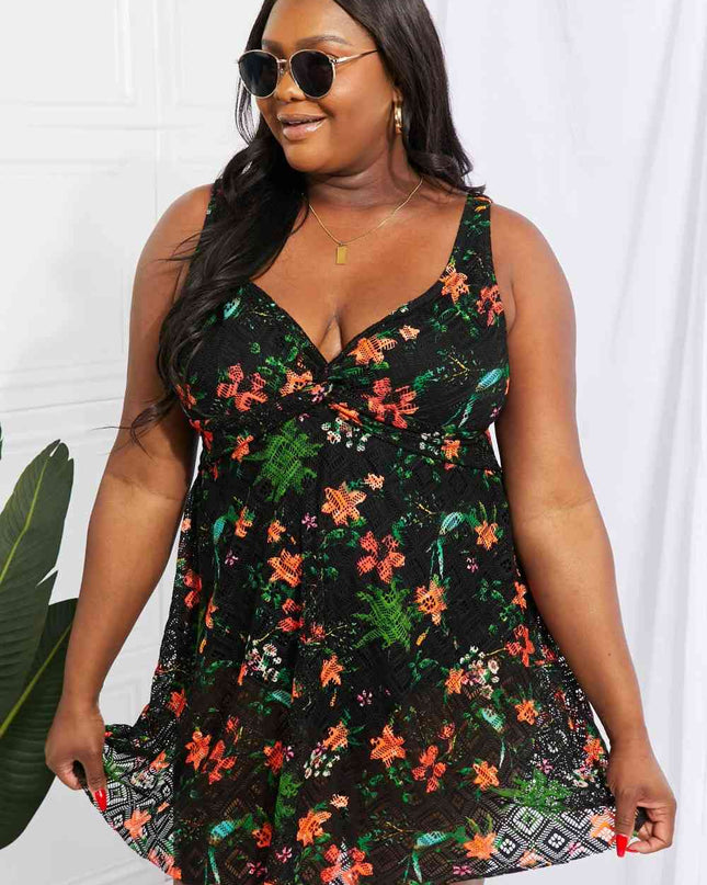 Full Size Twist Front Sleeveless Swim Dress