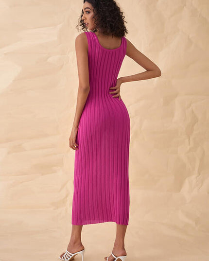 Ribbed Sleeveless Sweater Dress