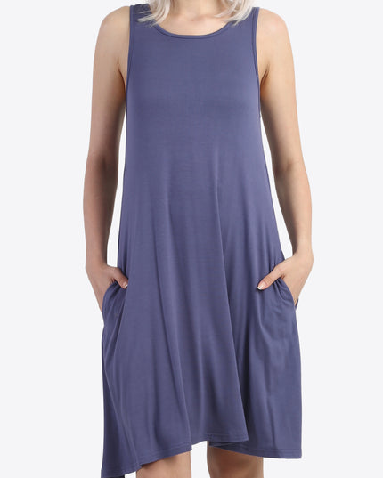 Cutout Scoop Neck Sleeveless Dress with Pockets