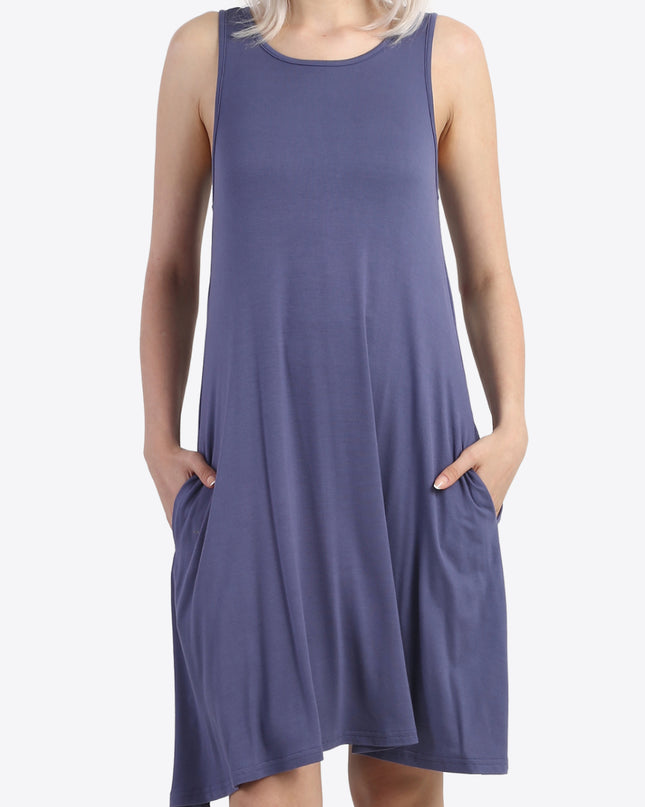 Cutout Scoop Neck Sleeveless Dress with Pockets