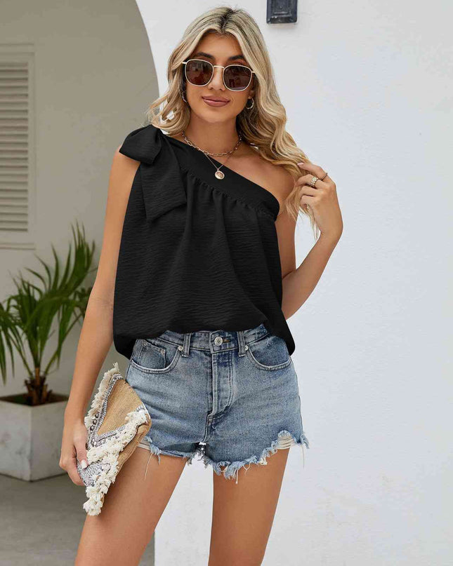 Tied One-Shoulder Sleeveless Top