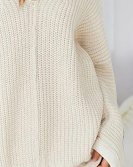 V-Neck Long Sleeve Mini Sweater Dress