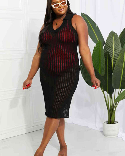 Openwork Johnny Collar Cover Up Dress
