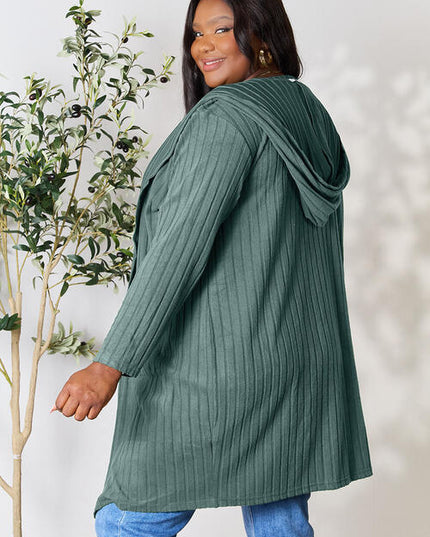 Basic Bae Full Size Hooded Sweater Cardigan
