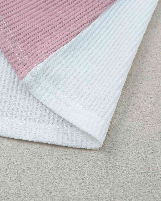 Multicolored Striped Waffle-Knit Sleeveless Tank