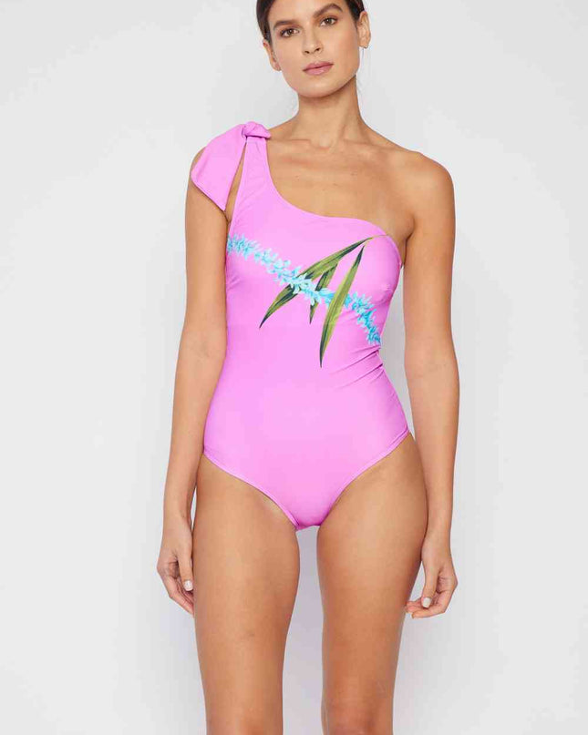 Marina West Swim Vacay Mode One Shoulder Swimsuit in Carnation Pink