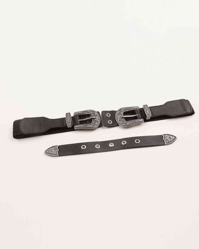 Symmetrical Zinc Alloy Buckle PU Leather Belt
