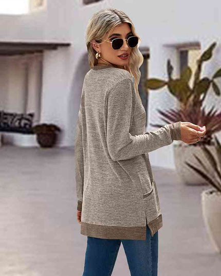 Round Neck Long Sleeve Blouse