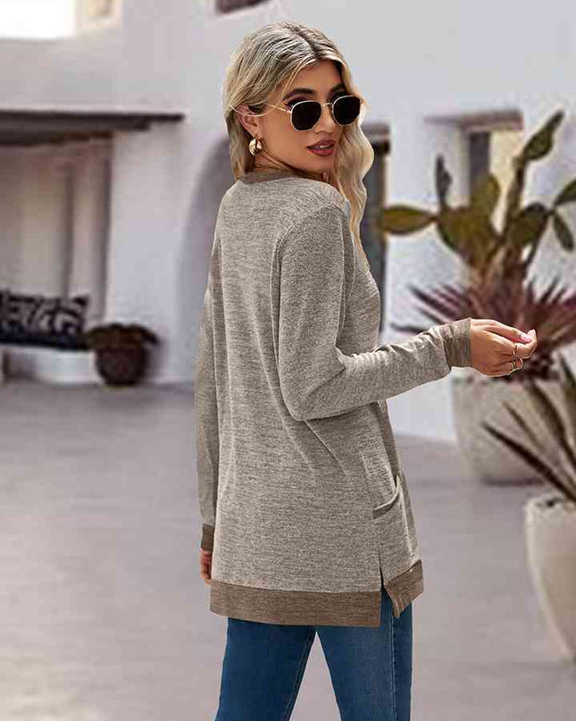 Round Neck Long Sleeve Blouse