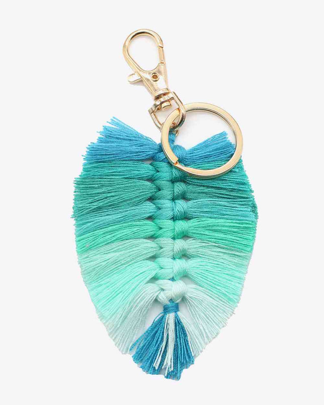 Assorted 4-Pack Leaf Shape Fringe Keychain