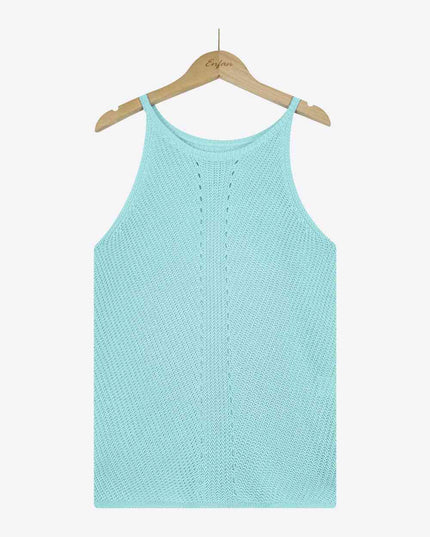 Openwork Grecian Neck Knit Tank Top