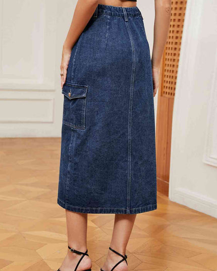 Button Down Denim Skirt