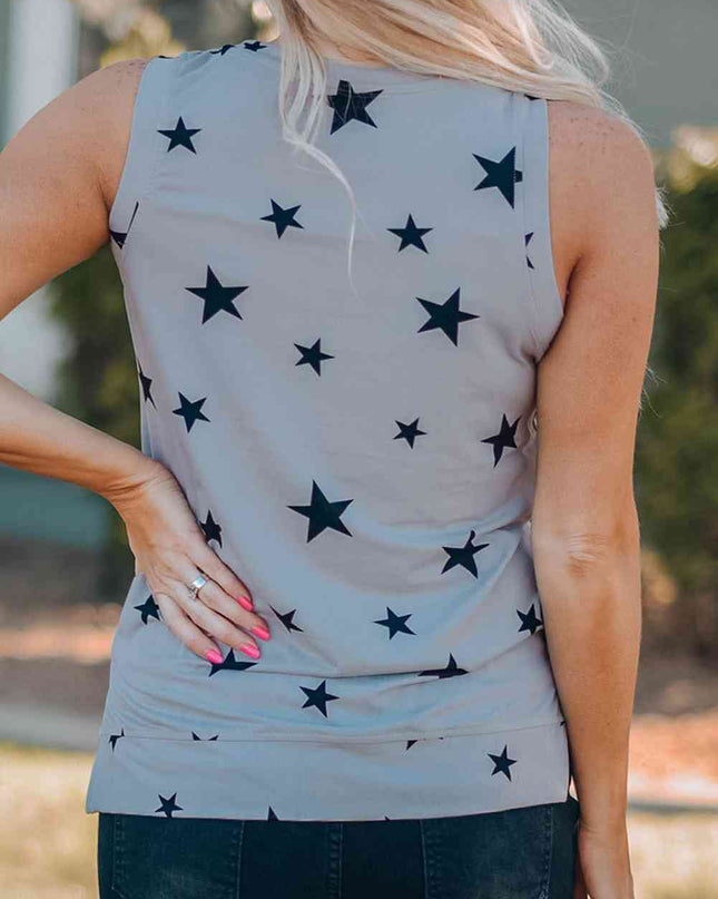 USA Star Print Tank with Slits