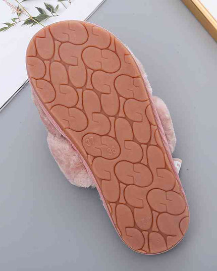 Faux Fur Open Toe Slippers