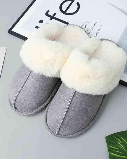 Faux Suede Center Seam Slippers