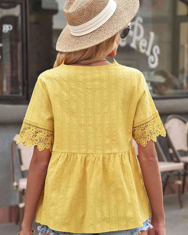 Spliced Lace Peplum Top