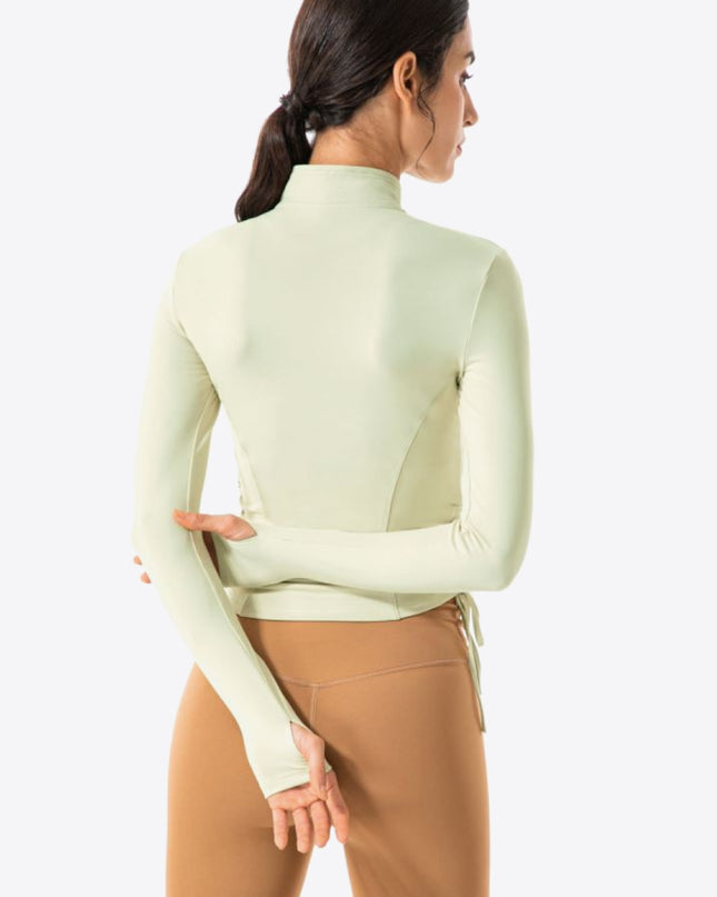 Side Drawstring Zip-Up Sports Jacket