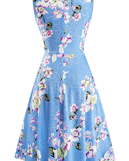 Printed Smocked Waist Sleeveless Dress