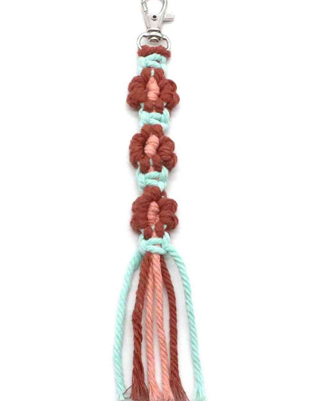 Assorted 4-Pack Hand-Woven Flower Keychain