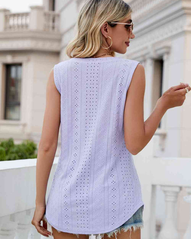 Eyelet V-Neck Tank