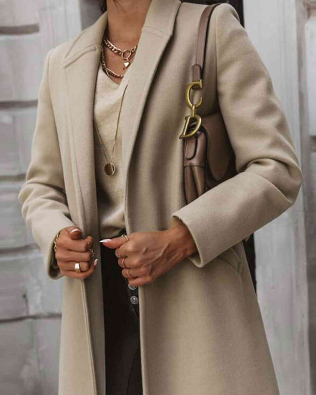 Long Sleeve Longline Coat with Pockets