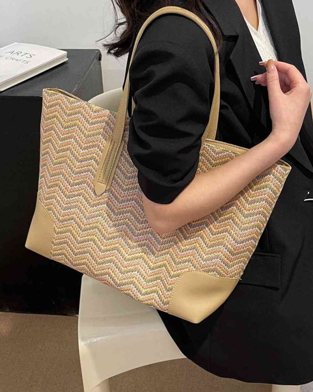 Chevron Straw Tote Bag