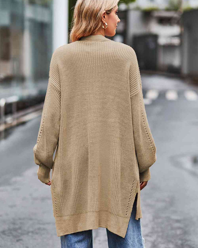Open Front Dropped Shoulder Longline Cardigan
