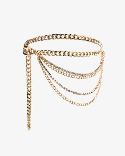 Rhinestone Decor Metal Chain Belt