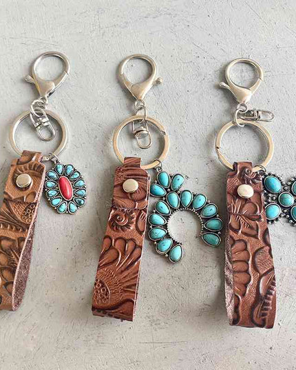 Turquoise Genuine Leather Key Chain