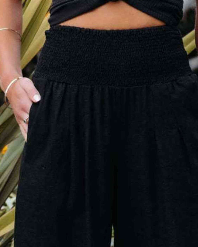 Full Size Smocked Waist Wide Leg Pants