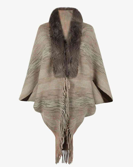 Open Front Fringe Hem Poncho