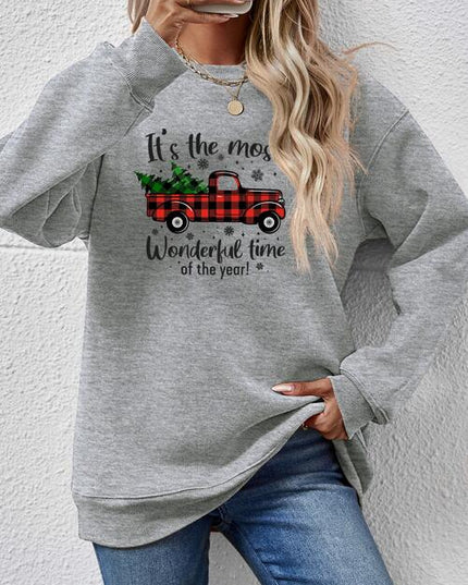 Graphic Round Neck Long Sleeve Sweatshirt