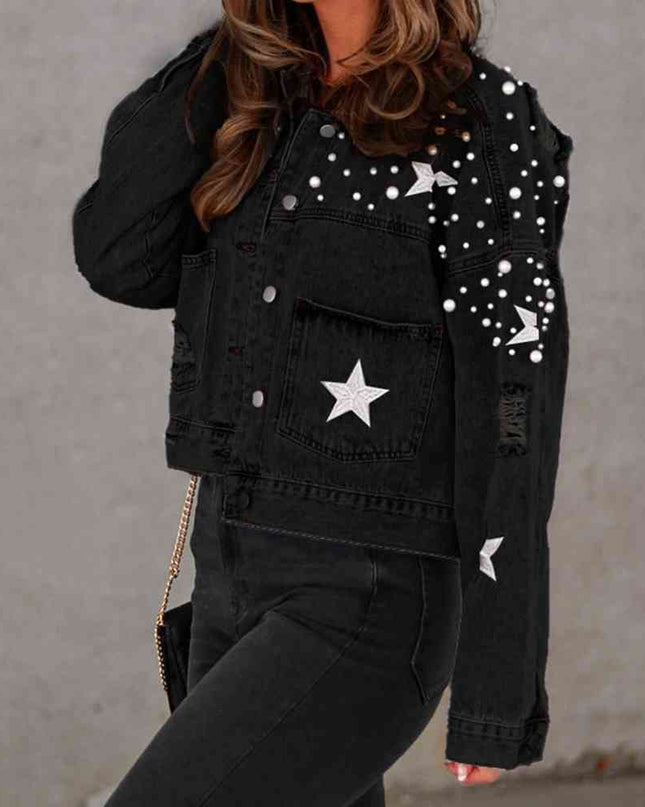 Bead Detail Denim Jacket