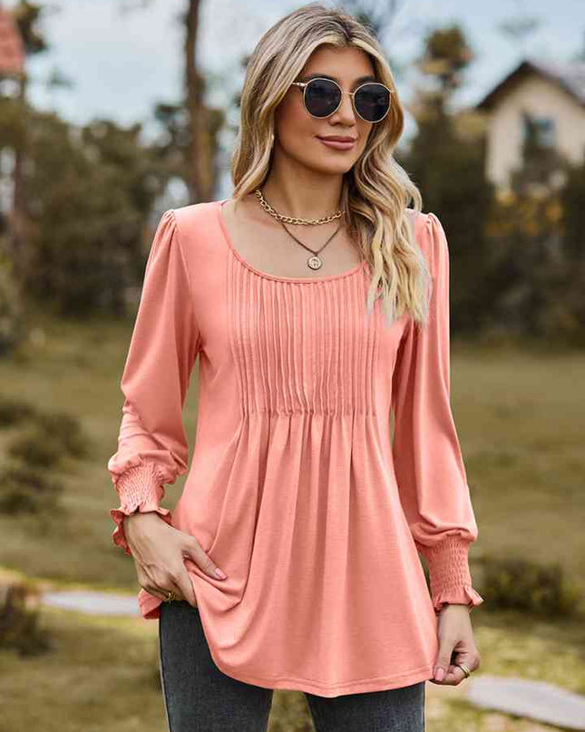Puff Sleeve Pleated Blouse