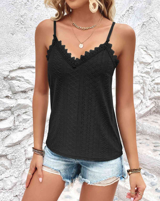 Eyelet Lace Trim V-Neck Cami