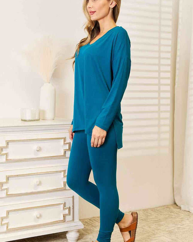 Zenana Lazy Days Full Size Long Sleeve Top and Leggings Set