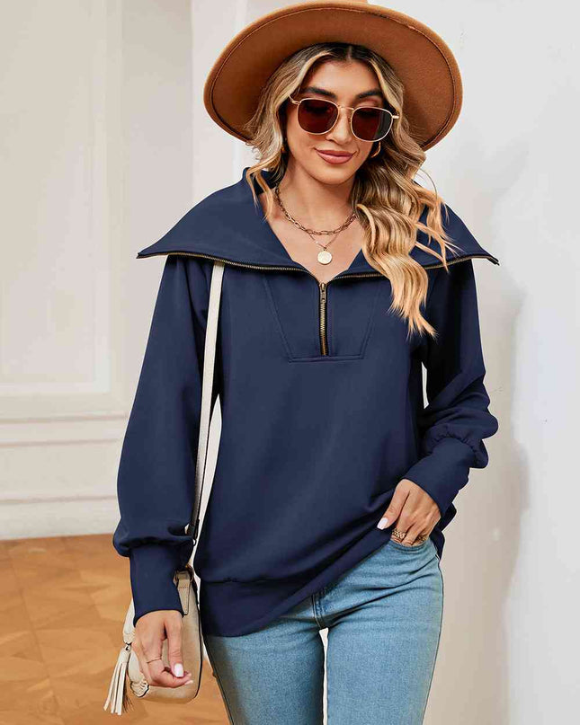 Half-Zip Collared Sweatshirt
